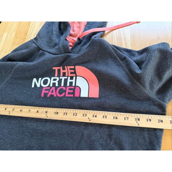 The North Face Women’s Fleece Hoodie L – Gray with Pink Logo - Picture 4 of 8